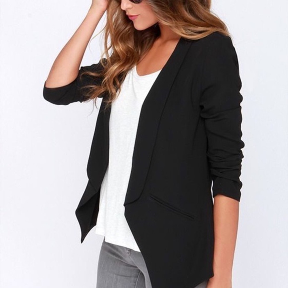 Lulus miss punctuality black lightweight blazer XS